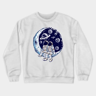 Romantic Couple Moon Illustration Crewneck Sweatshirt